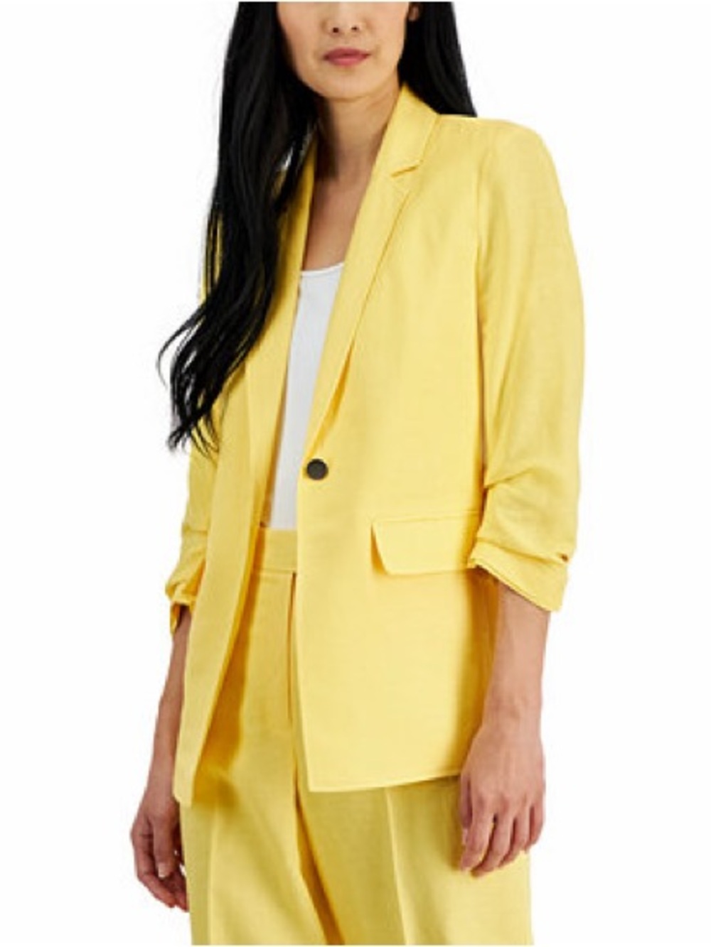 Anne Klein Yellow Single-Button Blazer